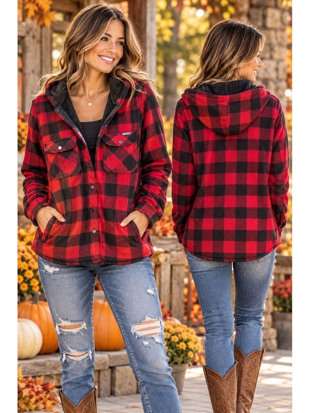 NWOT Eddie Bauer fleece flannel with Sherpa lining hooded Shacket Small